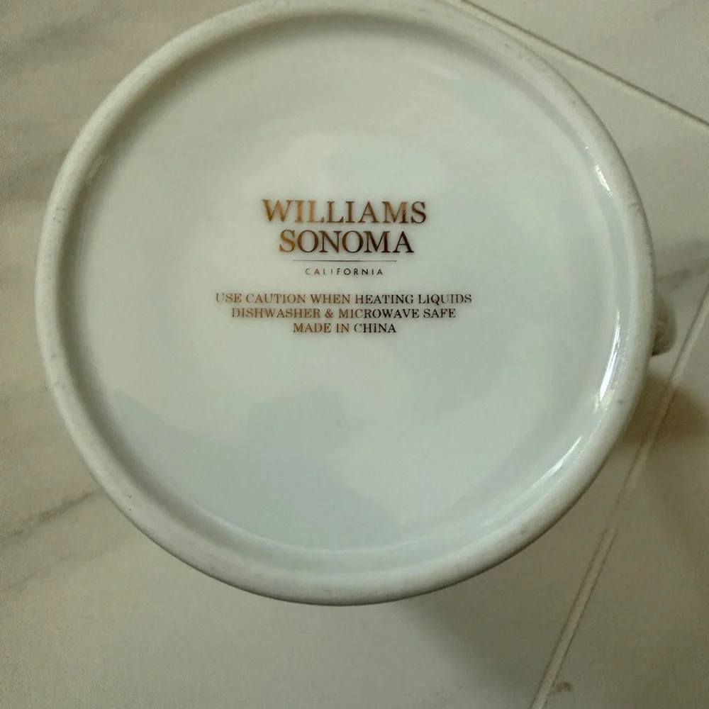 Williams Sonoma Monogram Initial Shaving Style Retro Small Mug Cup Letter H Gold